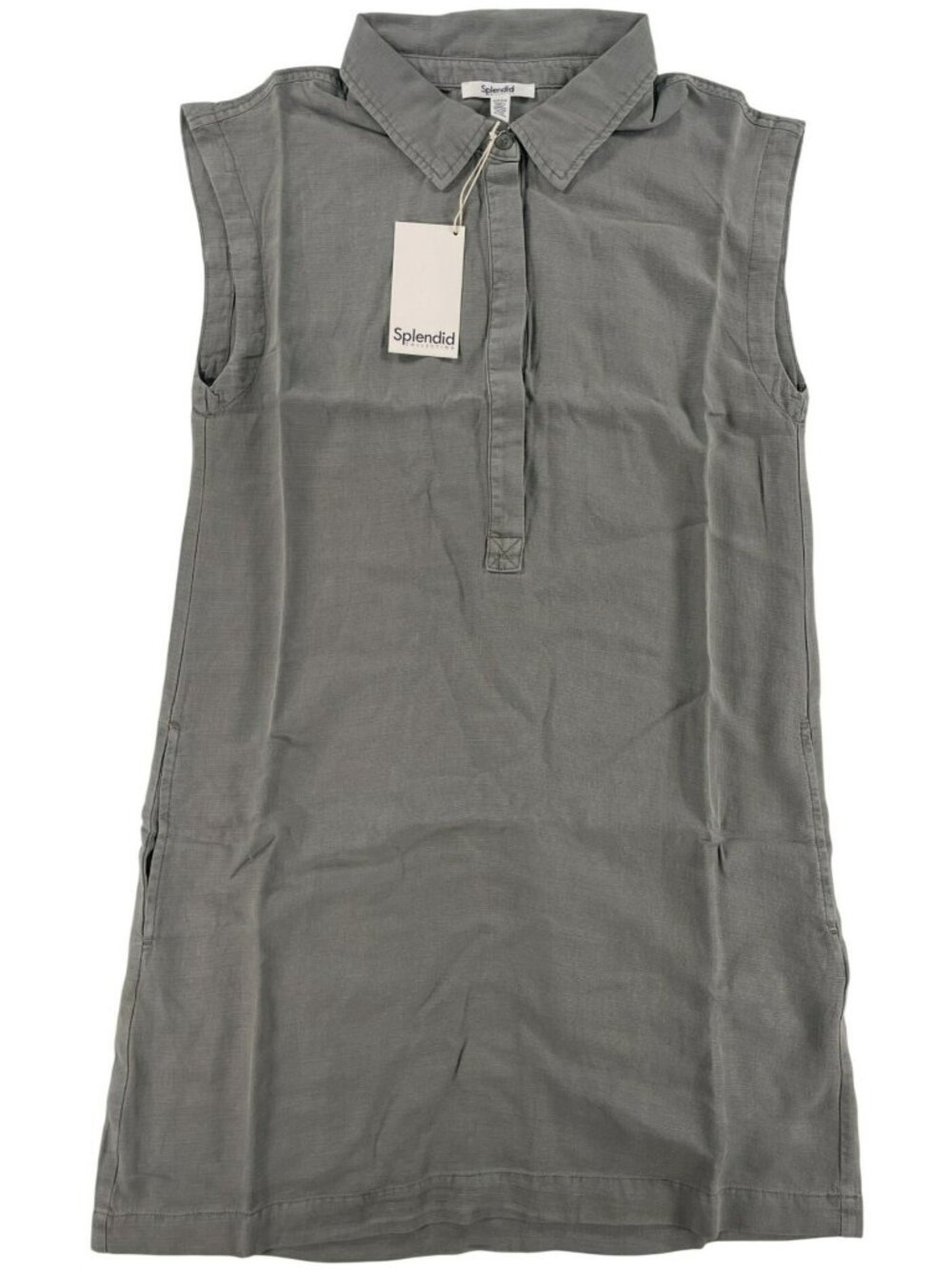 Splendid Wren Mini Dress Sleeveless Gray Shirt Linen Blend Size S MSRP $128 NEW
